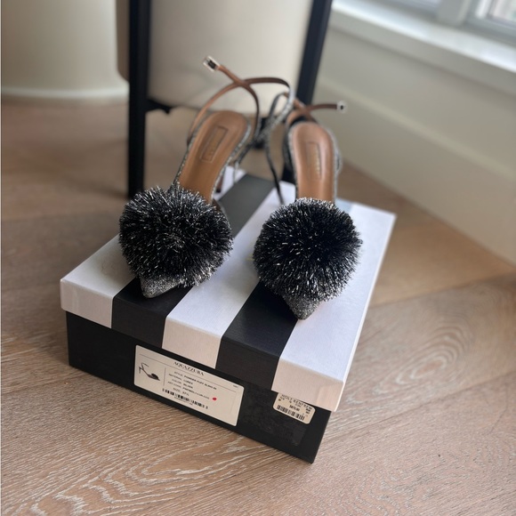 Aquazurra powder puff sling heel - Silver. 7.5 - Picture 3 of 7